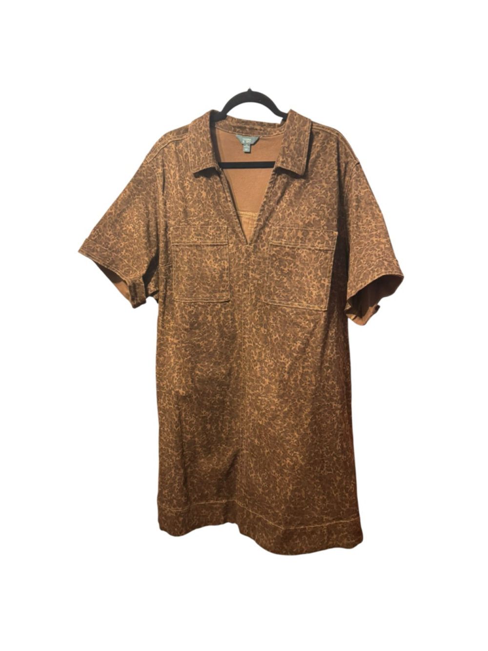 Size 4x Plus Size Brown Leopard denim short sleeve V-Neck Mini Dress